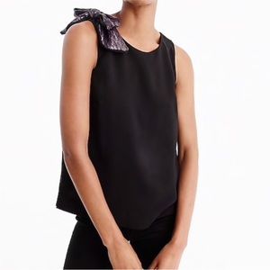 J.CREW | H3755 Shoulder Bow Drapey Tank -00 BLACK - NWT